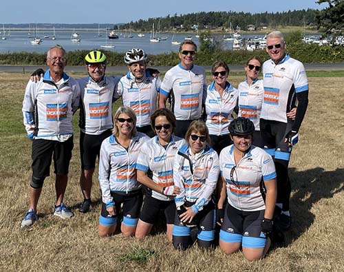 Group of cyclists in San Juan